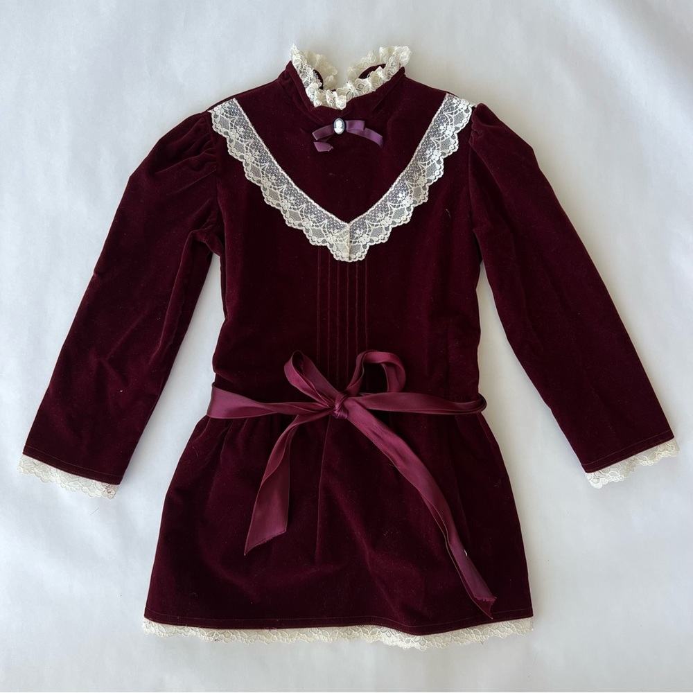 Girls Vintage Bonnie Jean velvet dress Victorian size 6